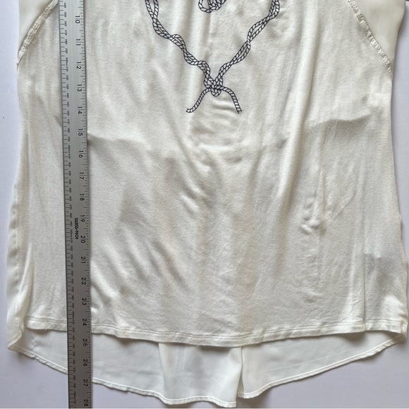RW&CO  Nautical Ivory Top Cap Sleeve Heart Graphic TShirt Tee Stretch Tunic Sz M - Picture 9 of 11